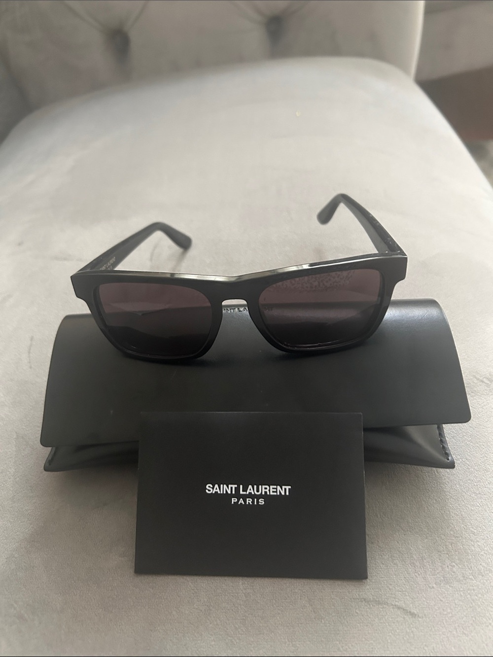 Saint Laurent Black Rectangular Sunglasses